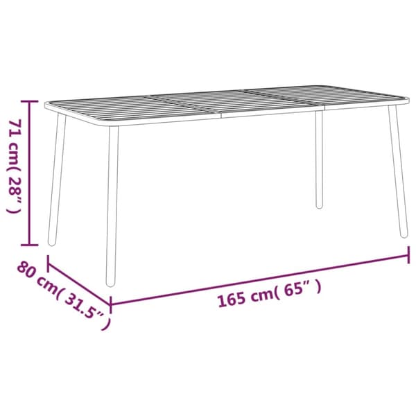 vidaXL Trädgårdsbord antracit 165x80x71 cm stål - Utebord