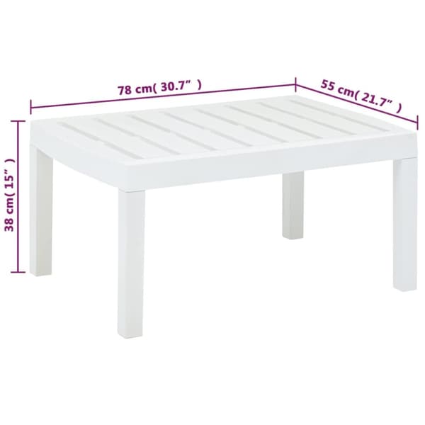 vidaXL Trädgårdsbord vit 78x55x38 cm plast -  Utebord