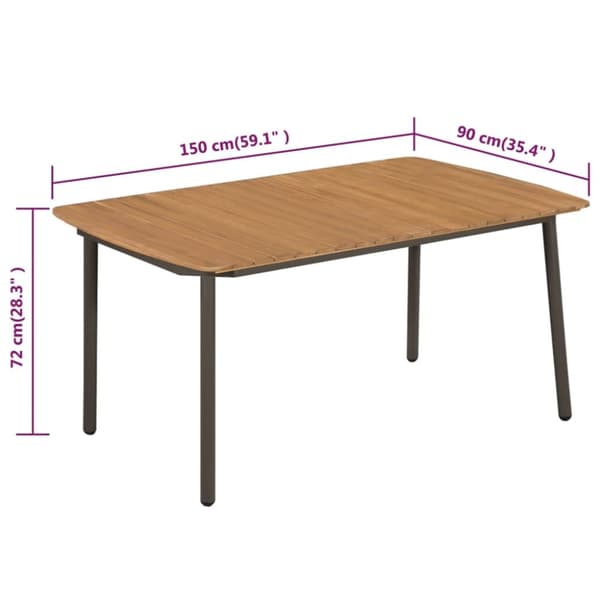 vidaXL havebord massivt akacietræ og stål 150 x 90 x 72 cm - Haveborde
