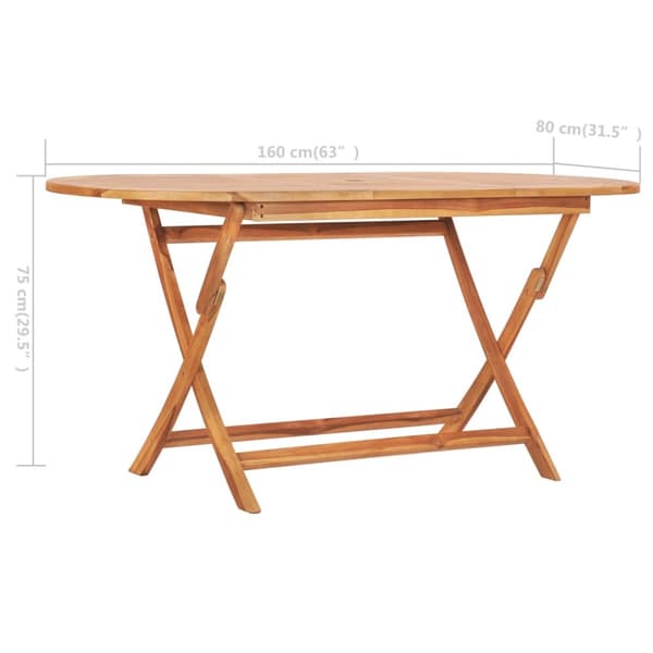 vidaXL Hopfällbart trädgårdsbord 160x80x75 cm massivt teakträ - Utebord
