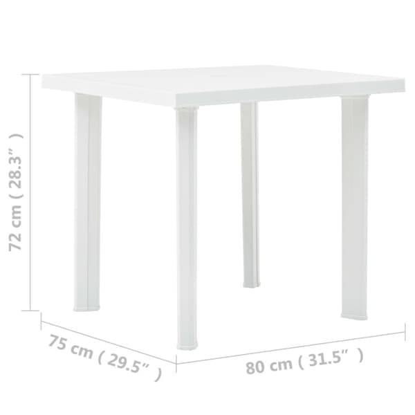 vidaXL havebord 80 x 75 x 72 cm plastik hvid -  Haveborde