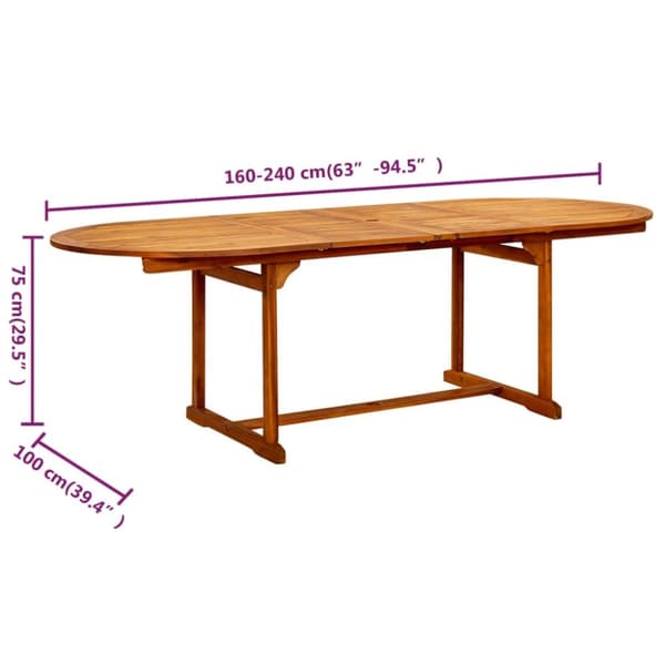 vidaXL havebord (160-240)x100x75 cm massivt akacietræ - Haveborde