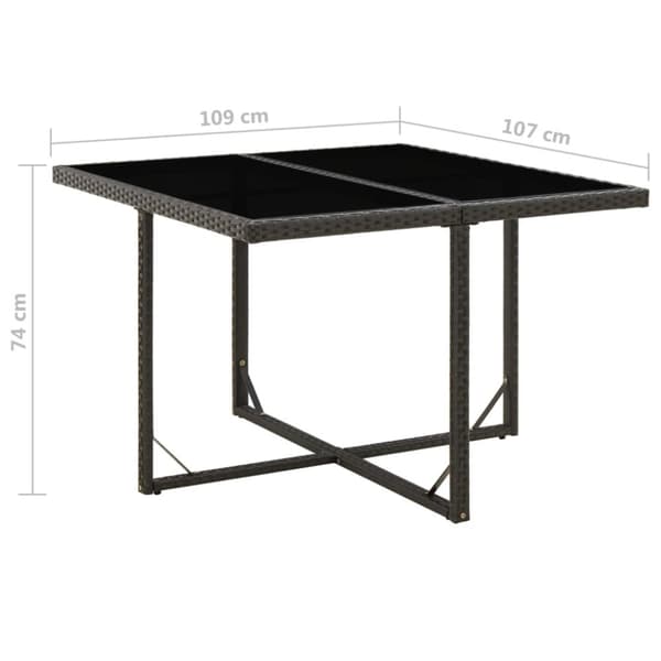 vidaXL havebord 109x107x74 cm polyrattan og glas sort - Haveborde
