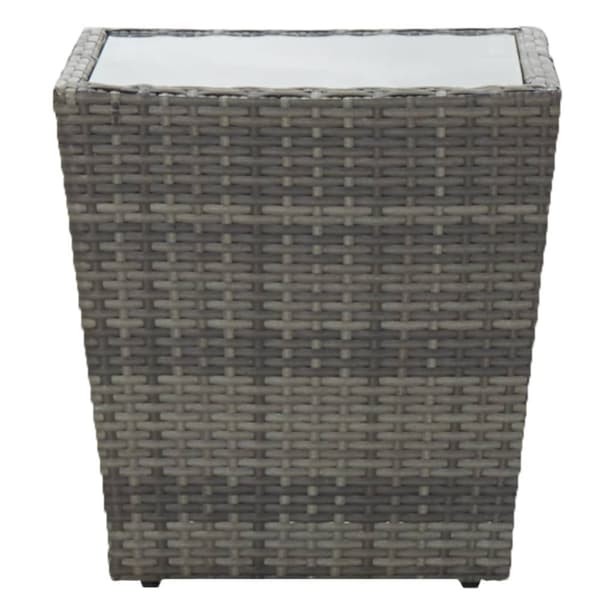vidaXL tebord 41,5x41,5x43 cm hærdet glas og polyrattan grå - Haveborde