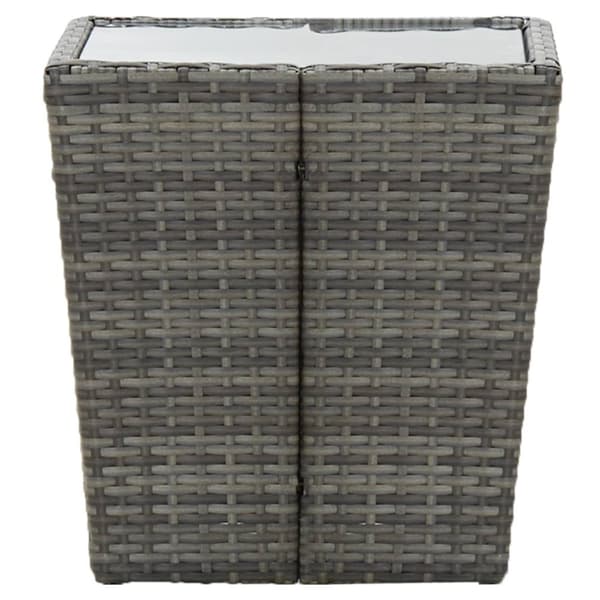 vidaXL tebord 41,5x41,5x43 cm hærdet glas og polyrattan grå -  Haveborde