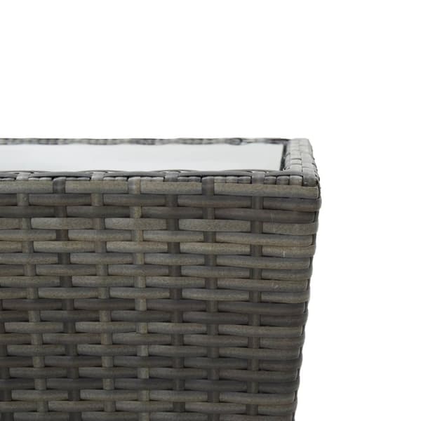 vidaXL tebord 41,5x41,5x43 cm hærdet glas og polyrattan grå -  Haveborde