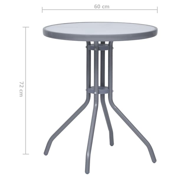 vidaXL havebord 60 cm stål og glas lysegrå - Haveborde