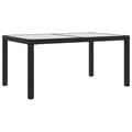 Miniatyrbillede 3 af 6: vidaXL havebord 150x90x75 cm hærdet glas og polyrattan sort -  Haveborde