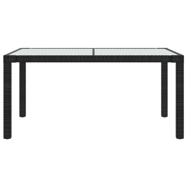 vidaXL havebord 150x90x75 cm hærdet glas og polyrattan sort - Haveborde