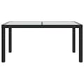 Miniatyrbillede 4 af 6: vidaXL havebord 150x90x75 cm hærdet glas og polyrattan sort -  Haveborde