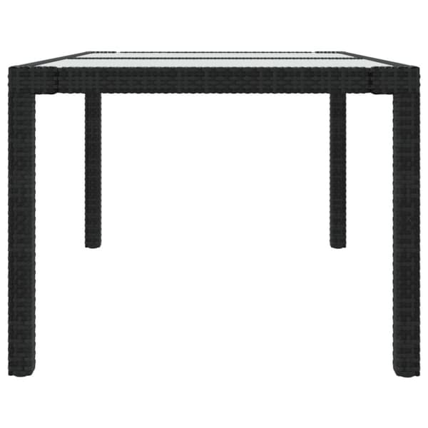 vidaXL havebord 150x90x75 cm hærdet glas og polyrattan sort -  Haveborde