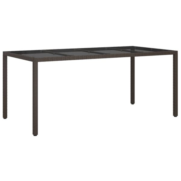 vidaXL havebord 190x90x75 cm hærdet glas og polyrattan brun - Haveborde