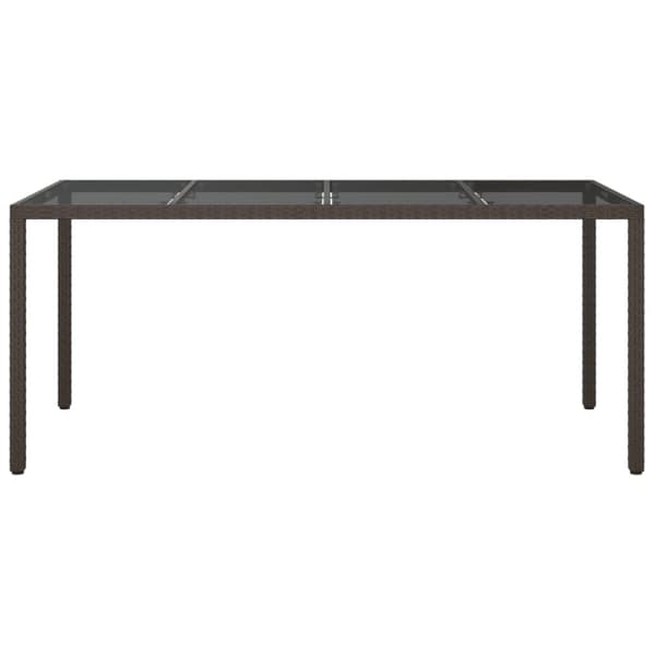 vidaXL havebord 190x90x75 cm hærdet glas og polyrattan brun - Haveborde