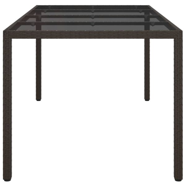 vidaXL havebord 190x90x75 cm hærdet glas og polyrattan brun - Haveborde