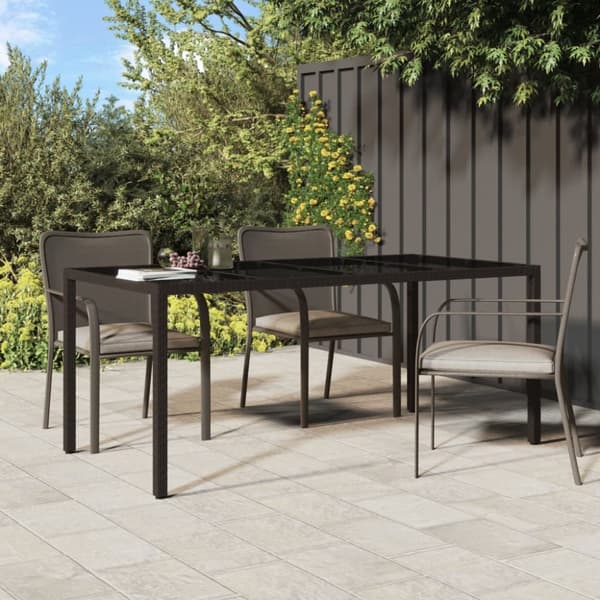 vidaXL havebord 190x90x75 cm hærdet glas og polyrattan brun -  Haveborde