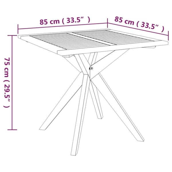 vidaXL havebord 85x85x75 cm massivt akacietræ - Haveborde