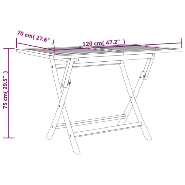 vidaXL Kokoontaittuva puutarhapöytä harmaa 120x70x75 cm täysi tiikki -  Ulkopöydät