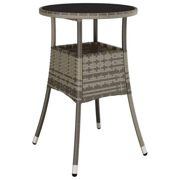vidaXL havebord Ø60x75 cm hærdet glas og polyrattan grå - Haveborde