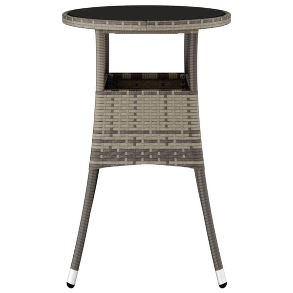 vidaXL havebord Ø60x75 cm hærdet glas og polyrattan grå - Haveborde