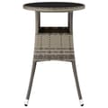 Miniatyrbillede 5 af 7: vidaXL havebord Ø60x75 cm hærdet glas og polyrattan grå -  Haveborde