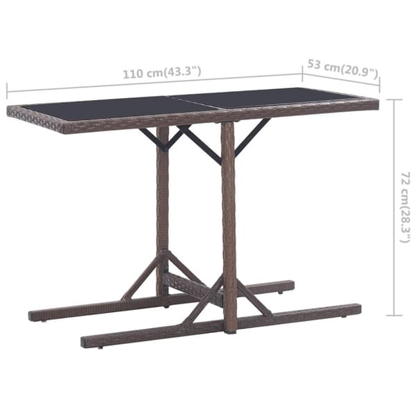 vidaXL havebord 110 x 53 x 72 cm brun glas og poliratanas - Haveborde