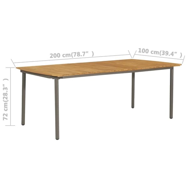 vidaXL havebord 200 x 100 x 72 cm massivt akacietræ og stål - Haveborde
