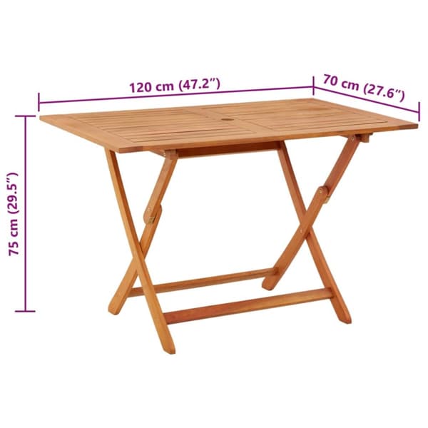 vidaXL foldbart havebord 120x70x75 cm massivt eukalyptustræ - Haveborde