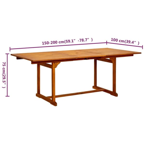 vidaXL havebord (150-200)x100x75 cm massivt akacietræ - Haveborde