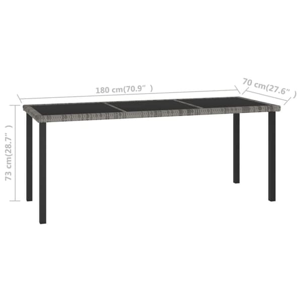 vidaXL havebord 180x70x73 cm polyrattan grå -  Haveborde