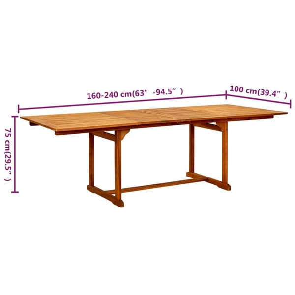 vidaXL havebord (160-240)x100x75 cm massivt akacietræ - Haveborde