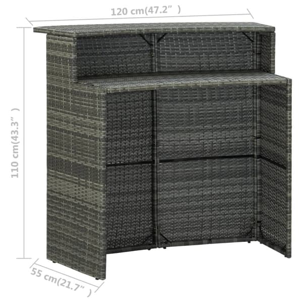 vidaXL Barbord för trädgård grå 120x55x110 cm konstrotting -  Utebord