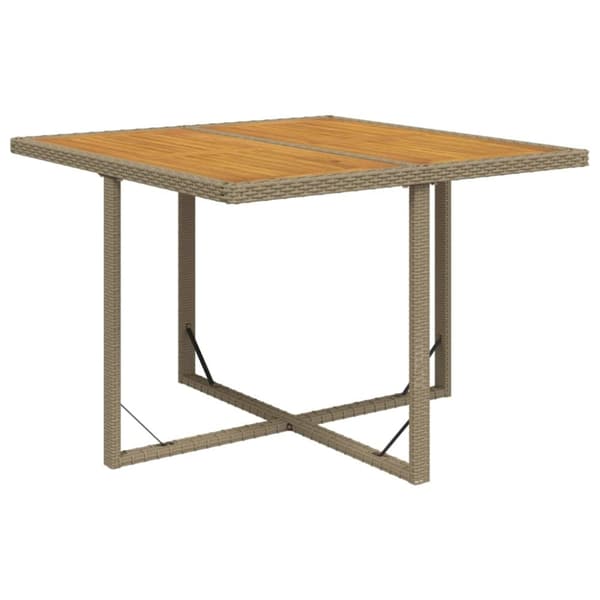 vidaXL havebord 109x107x74 cm polyrattan og massivt akacietræ beige - Haveborde
