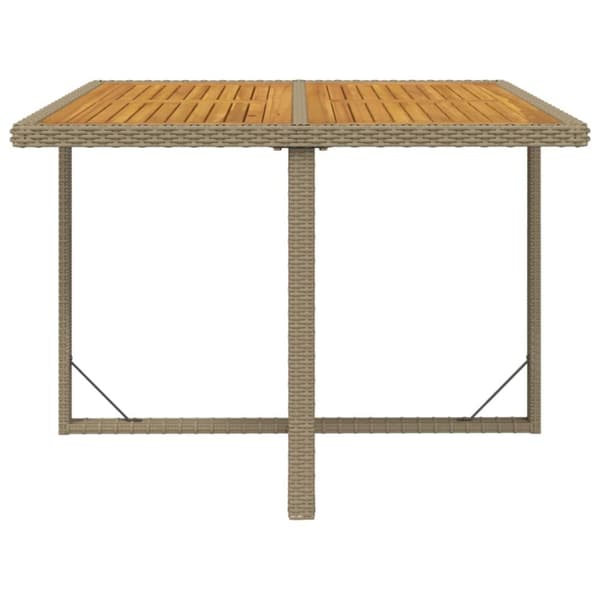 vidaXL havebord 109x107x74 cm polyrattan og massivt akacietræ beige -  Haveborde