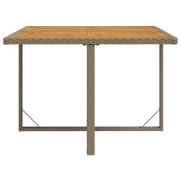 vidaXL havebord 109x107x74 cm polyrattan og massivt akacietræ beige -  Haveborde
