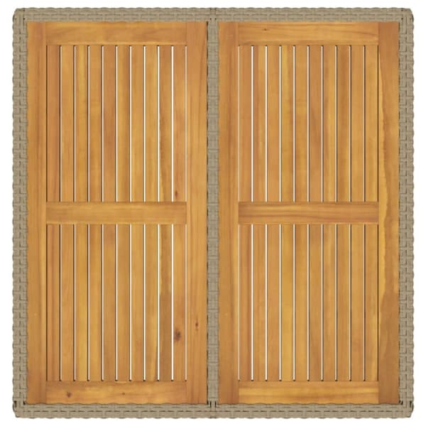 vidaXL havebord 109x107x74 cm polyrattan og massivt akacietræ beige - Haveborde