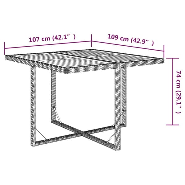 vidaXL havebord 109x107x74 cm polyrattan og massivt akacietræ beige -  Haveborde
