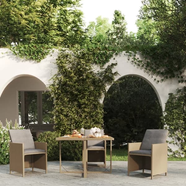 vidaXL havebord 109x107x74 cm polyrattan og massivt akacietræ beige -  Haveborde