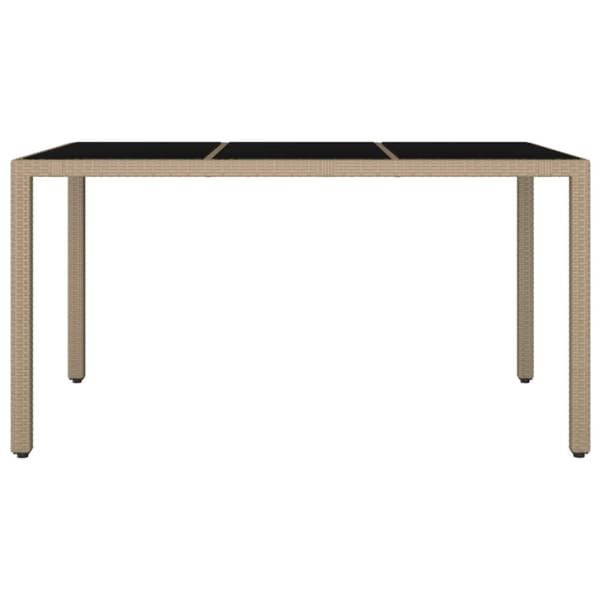 vidaXL Trädgårdsbord med glasskiva beige konstrotting&härdat glas -  Utebord