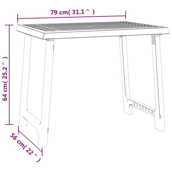 vidaXL campingbord 79x56x64 cm PP trælook hvid -  Haveborde