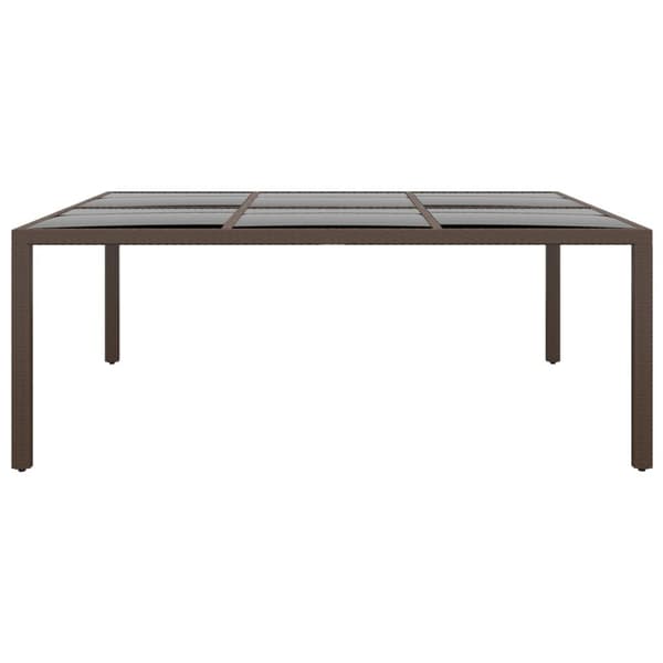 vidaXL Puutarhapöytä lasipöytälevyllä ruskea 200x150x75 cm rottinki - Ulkopöydät