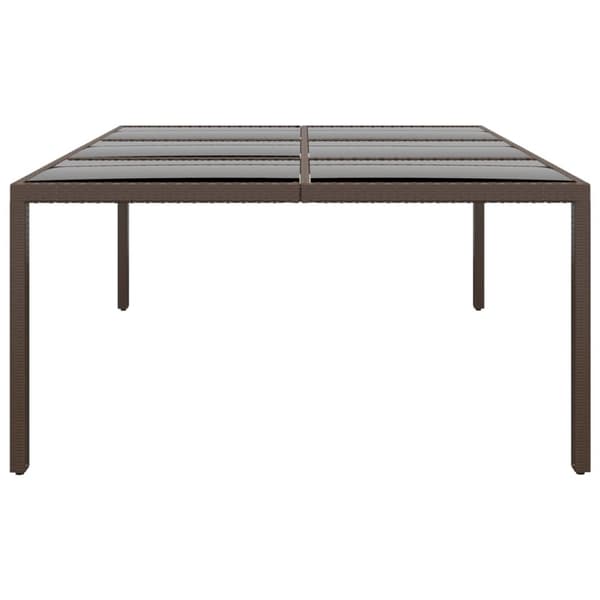 vidaXL Puutarhapöytä lasipöytälevyllä ruskea 200x150x75 cm rottinki - Ulkopöydät