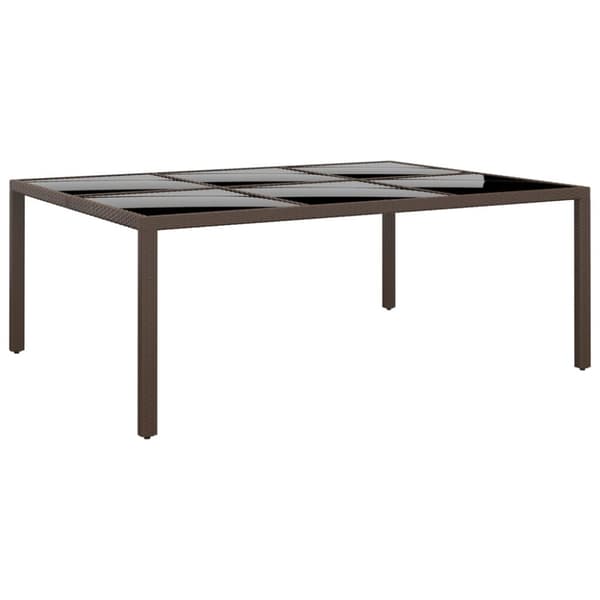 vidaXL Puutarhapöytä lasipöytälevyllä ruskea 200x150x75 cm rottinki - Ulkopöydät