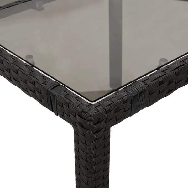 vidaXL havebord med glastop 90x90x75 cm polyrattan sort -  Haveborde