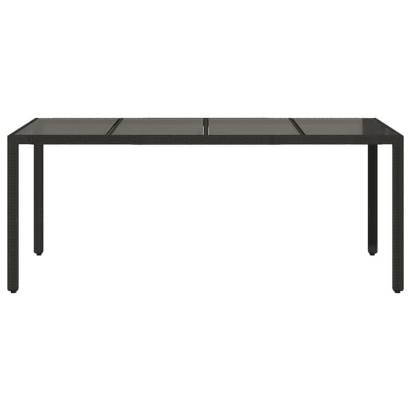 vidaXL Trädgårdsbord med glasskiva svart 190x90x75 cm konstrotting - Utebord