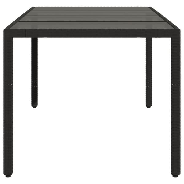 vidaXL Trädgårdsbord med glasskiva svart 190x90x75 cm konstrotting - Utebord