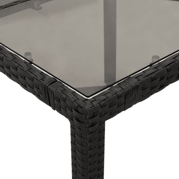 vidaXL Trädgårdsbord med glasskiva svart 190x90x75 cm konstrotting - Utebord