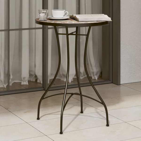 vidaXL bistrobord mosaikdesign Ø50x70 cm keramik terracotta og hvid -  Haveborde