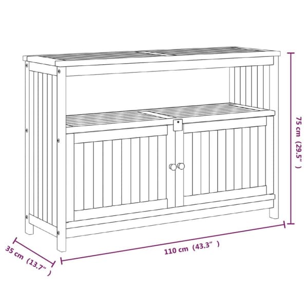 vidaXL Konsolipöytä ulos 110x35x75 cm täysi akasiapuu -  Ulkopöydät