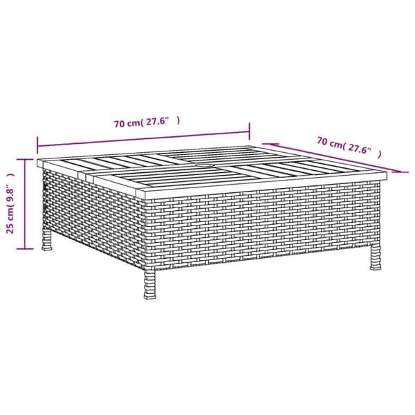 vidaXL havebord 70x70x25 cm rattan og massivt akacietræ beige -  Haveborde