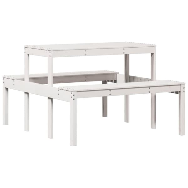 vidaXL Piknikpöytä valkoinen 110x134x75 cm täysi mänty -  Ulkopöydät